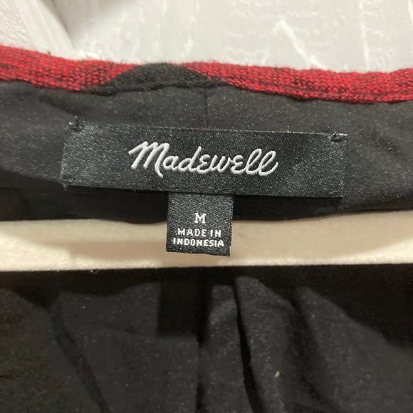 Madewell signal red black buffalo plaid print tunic dress M - Picture 5 of 7